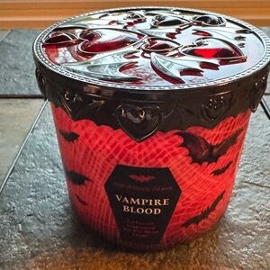Bath & Body Works Vampire Blood 3-Wick Candle w/ Decorative Bat Wing Lid